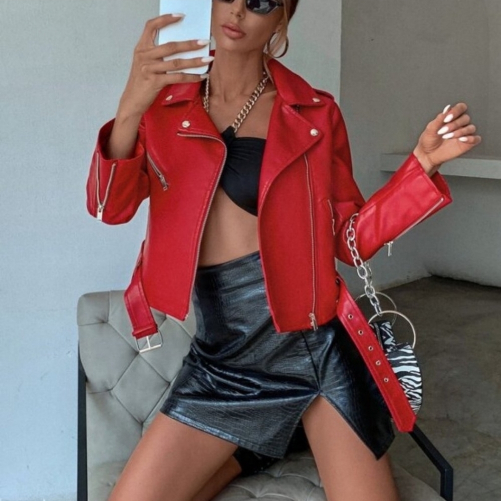 Barbie Girl Red Vegan Leather Jacket